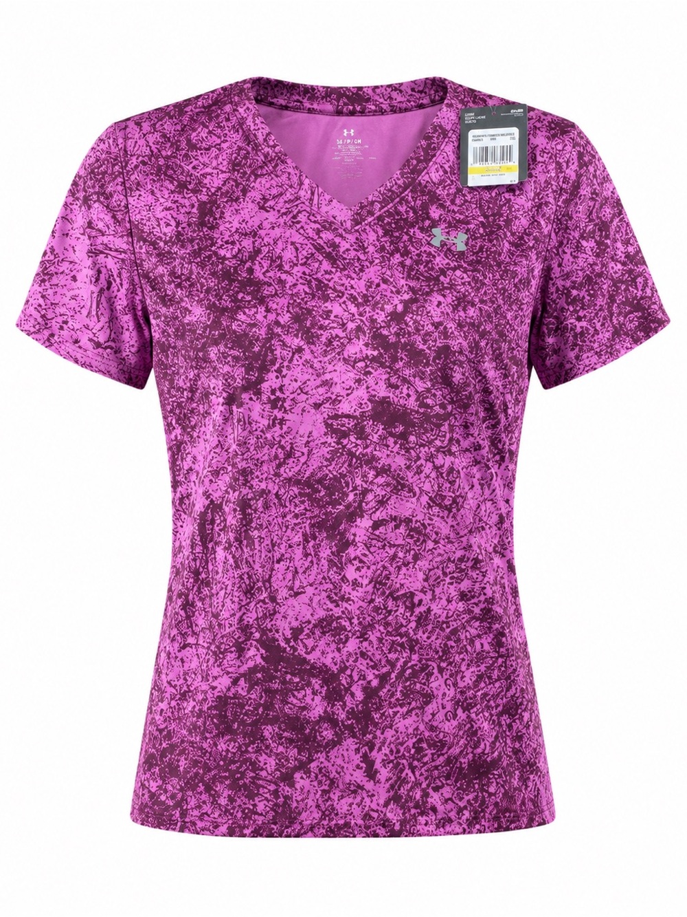 Under Armour Velocity Print V-Neck Performance Top Pink Purple Size Medium